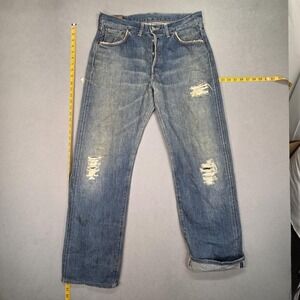 Edwin 505SX Jeans Mens Selvedge Blue Distressed Faded Straight Fits 32x32